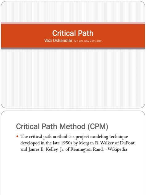 Image result for Critical Path Method PDF