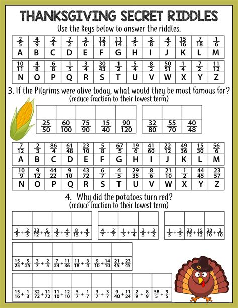 Thanksgiving Math Worksheets Middle School | Printable Worksheets