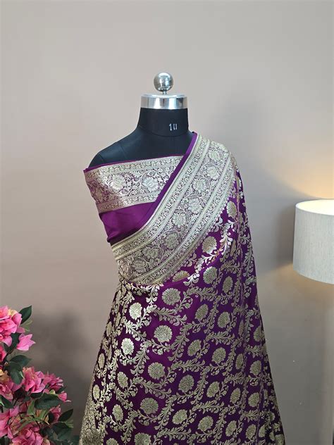 Satin Katan Silk Jaal Banarasi Saree – Magenta with Gold Zari Jaal ...