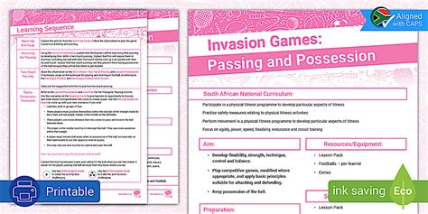 Grade 5 Physical Education: Invasion Games Unit Lesson Plan