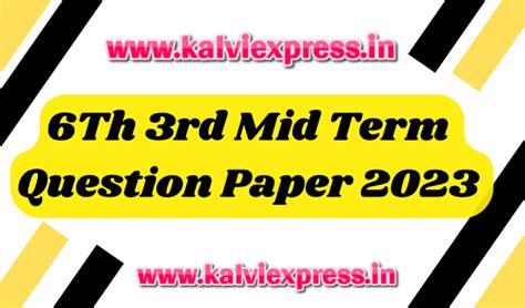 6Th 3rd Mid Term Question Paper 2023