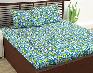 Divine Casa 144 TC 100% Cotton Bedsheet for Double Bed with 2 Pillow ...
