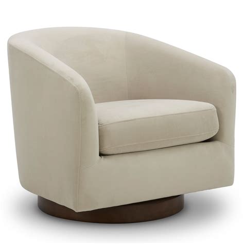 CHITA Swivel Accent Chair, Round Barrel Arm Chair, Velvet in Cream ...