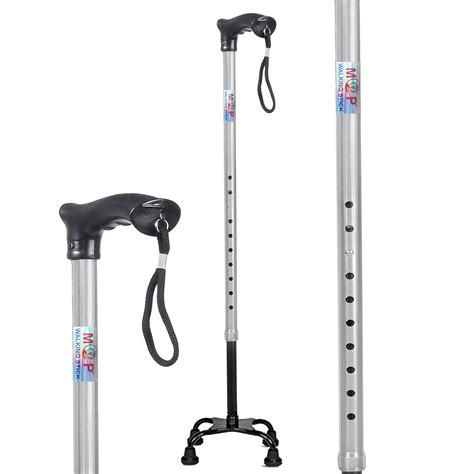 MCP Quadripod Height Adjustable Aluminium Four Legged Walking Stick for ...