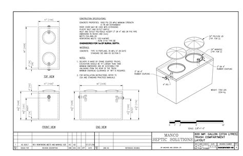 Concrete - 600 Imperial Gallon Single Chamber Septic Tank - Manco Septic