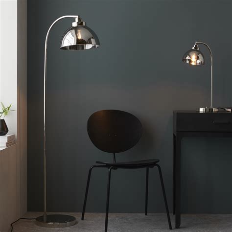 Casper -Modern Nickel and Smokey Glass Floor Lamp - Lightbox