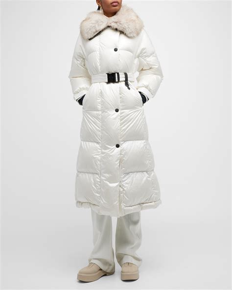 Moncler Marrion Long Parka with Faux Fur | Neiman Marcus