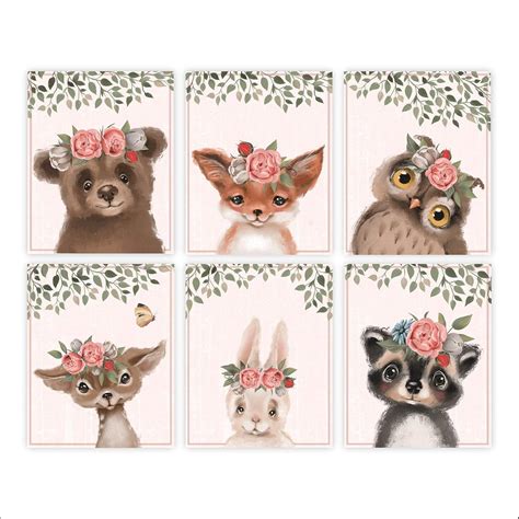 Woodland Animals Nursery Wall Art Prints Set of 6 - | Ubuy India
