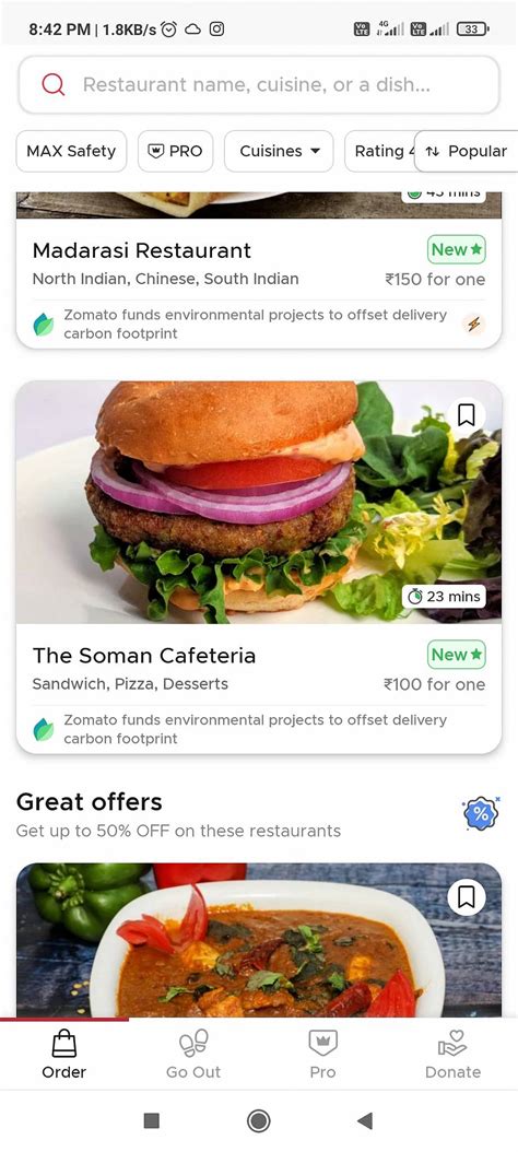 Menu at THE SOMAN CAFETERIA, Chennai
