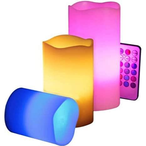 FESTIVE BLESSINGS LED Pillar Candles, Flameless Faux Wick/Moving Flame ...