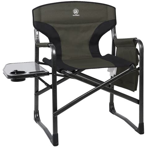 EVER ADVANCED Full Back Aluminum Folding Directors Chair with Side ...