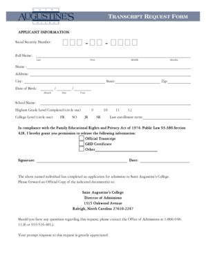 Transcript Request Form - Blank Fillable Template | Fill Out, Print ...