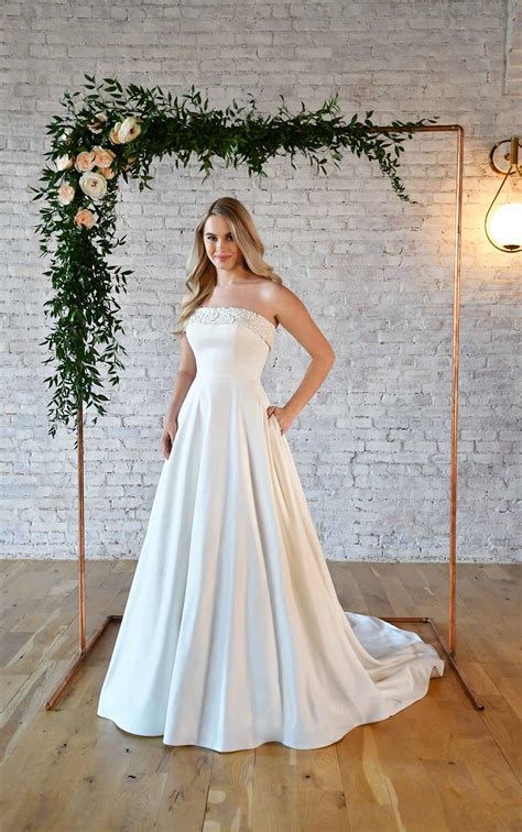 7045 | Stella York | Simple Strapless Wedding Gown with Pockets | True Society Bridal Shops