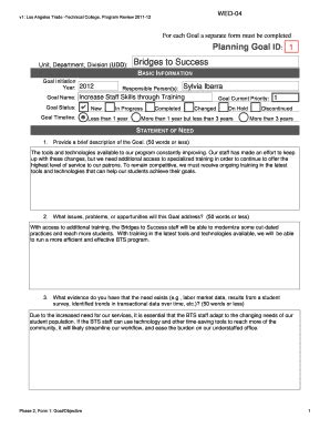Fillable Online comm lattc For each Goal a separate form must be ...
