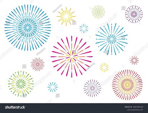 Colorful Fireworks Vector Illustration Material Stock Vector (Royalty ...