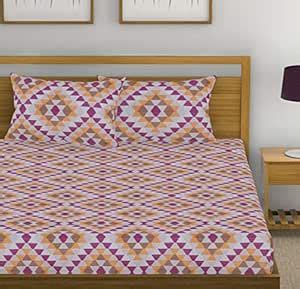 Huesland by Ahmedabad Cotton 144 TC Cotton Bedsheet for Double Bed with ...