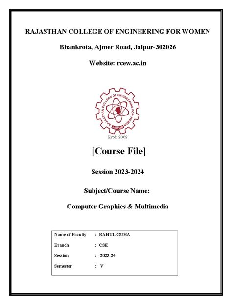 CGM Course File: Computer Graphics Multimedia - Sem V - Studocu