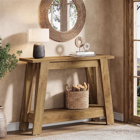 Amazon.com: Tribesigns 41.3" Farmhouse Console Table, 2-Tier Wooden ...