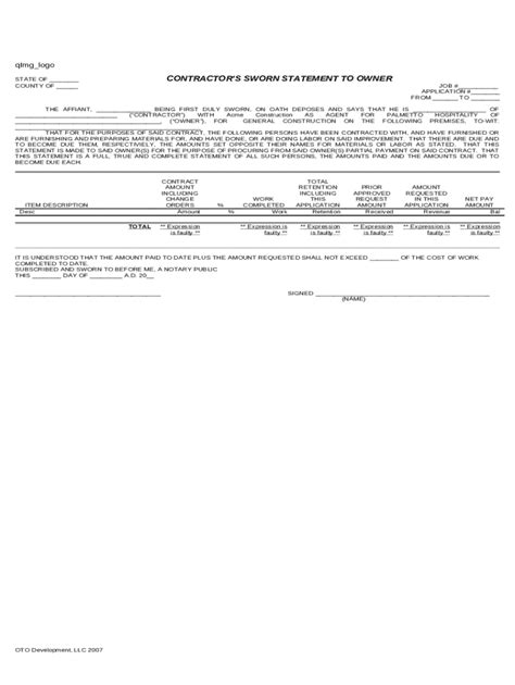 Contractors Verified Statement - CEFCU SWORN STATEMENT FOR ... Doc ...