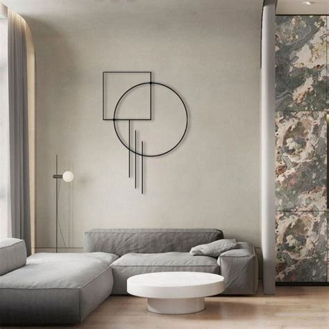 Modern Geometric Metal Wall Art - Minimalist Circle and Square Design ...