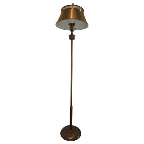 Tole Brass Gold Tone Mid Century Floor Lamp with two Shades For Sale at ...