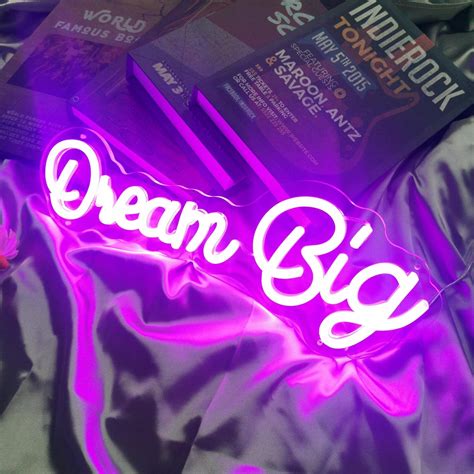 Buy ALVART “Dream Big” Neon Signs Dimmable LED 15x5’’, Purple LED Neon ...
