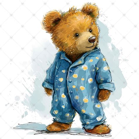Teddy Bear in Blue Baby's Pajama PNG Clipart Bundle- Digital Download ...