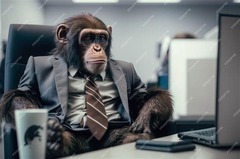 Premium Photo | Monkey wearing suit in office businessman monkey ...