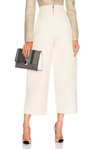 Chloe Stretch Cotton High Waisted Wide Leg Pants in Pristine White | FWRD