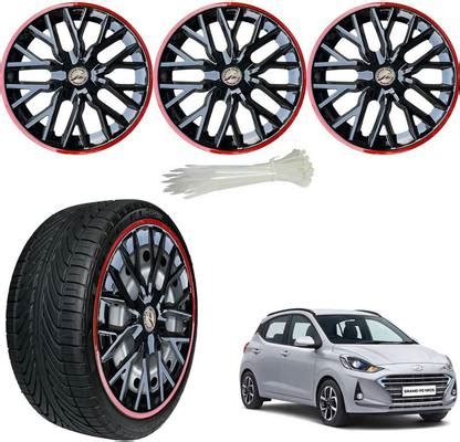 WolkomHome Wheel cap,Hub Cap Delta Black Red Ring ,Nylon Zip Tie ,4 pc ...