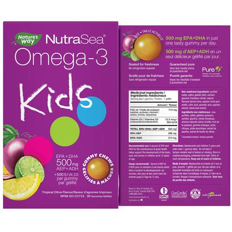 NutraSea Omega 3 For Kids, 500mg EPA and DHA, 30 Gummies