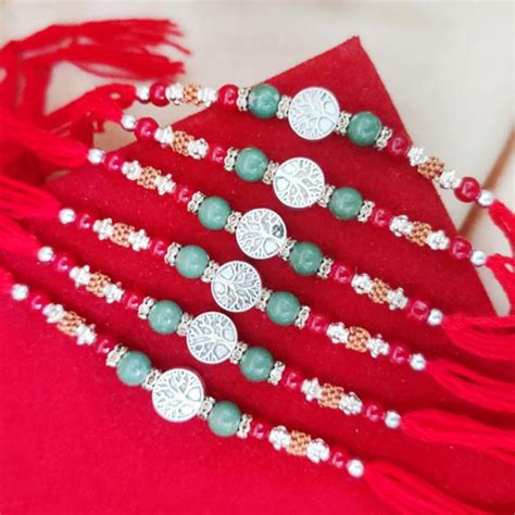 Send Set of Six Silver Rakhi Online
