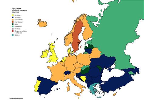 The third largest religion in European countries