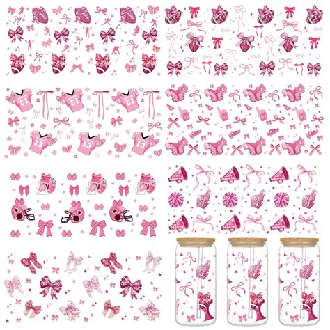 Bow Uv Dtf Cup Wrap 8 Sheets Cute Pink Conquette | Desertcart INDIA