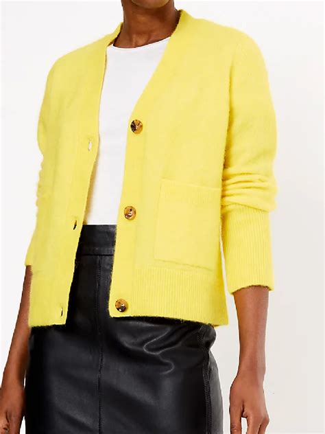 Marks and Spencer - - M&5 4utograph BRIGHT-YELLOW Wool Blend Knitted V ...