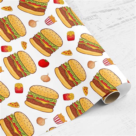 hamburger gift wrap food decopatch paper Wrapping Paper Roll Burger ...