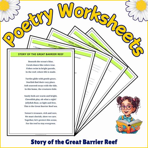 Story of the Great Barrier Reef | Poem Grammar Worksheet Printable Act ...