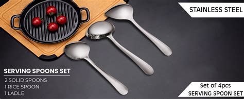 AXIOM Stainless Steel Serving Tools. 4 Pc Heavy Gauge Non-Stick Set Of ...