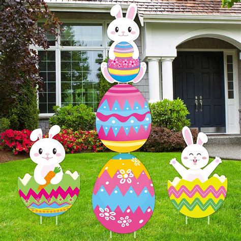Amazon.com: Umigy 3 Pcs Easter Yard Decor Elegant Easter Sign with ...