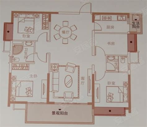 河源坚基美丽城1/2栋05单元户型图_首付金额_3室2厅2卫_109.6平米 - 吉屋网