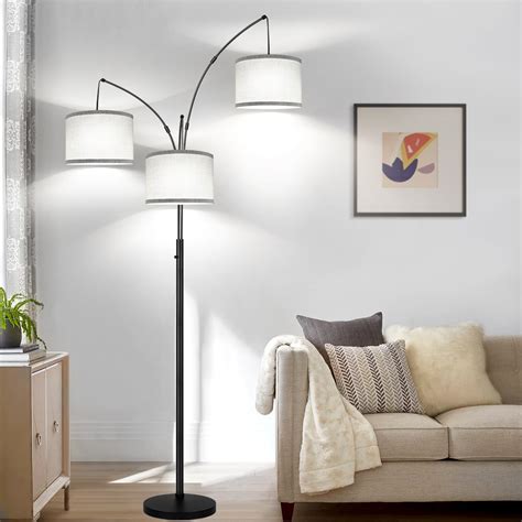 Dimmable Floor Lamp, 3 Lights Arc Floor Lamps for Living Room, Modern ...