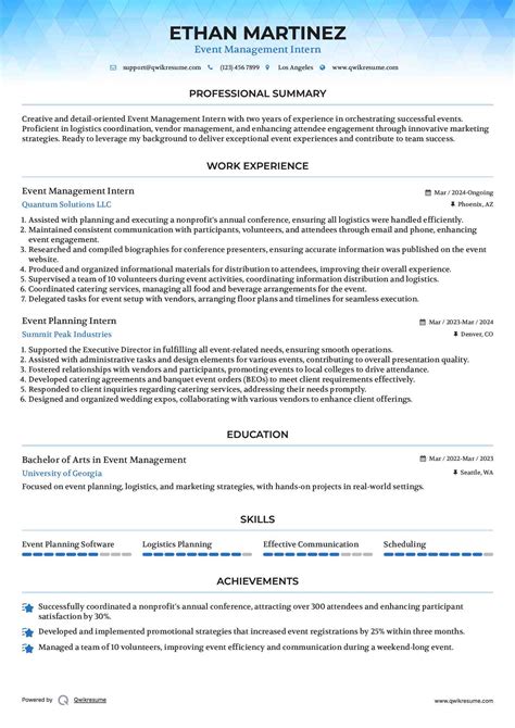 10+ Event Planning Intern Resume Samples & Templates for 2025