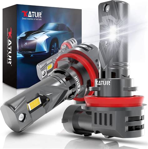 KATUR H11 LED Headlight Bulbs, 100W 20000LM 6000K Xenon White Wireless ...