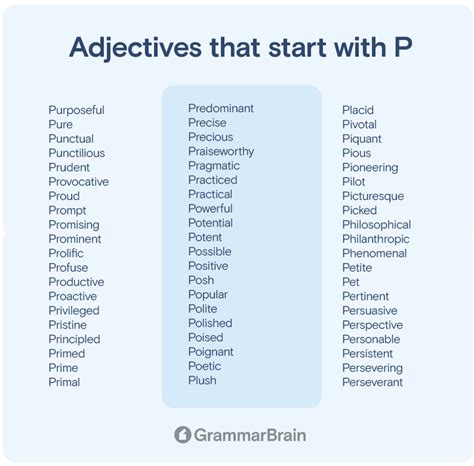 Big List of Adjectives That Start With P (Positive, Negative ...