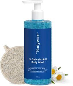 Be Bodywise 1% Salicylic Acid Body Wash 350ml with Natural Loofah for ...