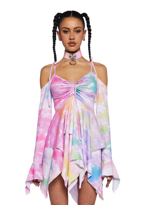 Club Exx Rainbow Tie Dye Handkerchief Dress Pride - Multi – Dolls Kill