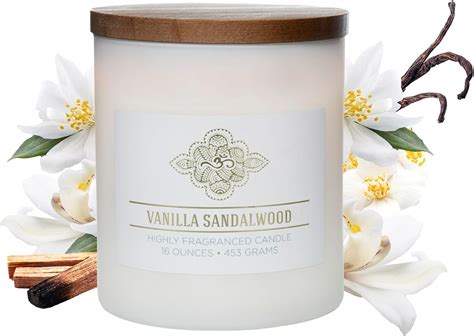 Amazon.com: Vanilla Sandalwood Scented Jar Candle, Wellness Collection ...