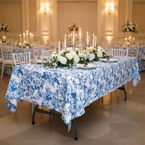 French Toile 60"x120" Rectangular Tablecloth - Blue - CV Linens™