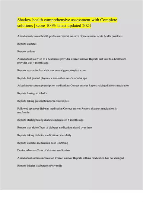 Shadow health comprehensive assessment with Complete solutions | score ...