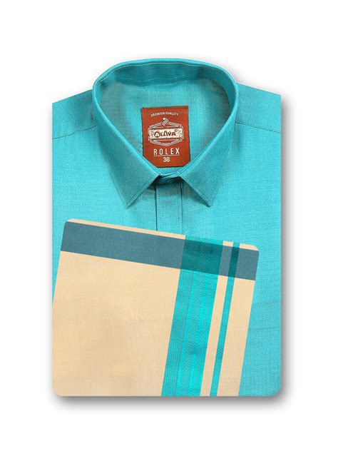 Buy Rolex Colour Shirt and Fancy Tissue Dhoti Sets for Men Online ...